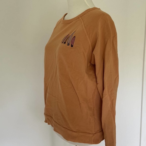 All Pima Apparel Her Waves Surfboard Crewneck Pullover Sweater Organic Cotton - Picture 3 of 7